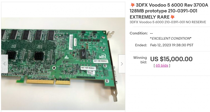 3dfx Voodoo 5 6000 продали за $15 тысяч — это одна из самых редких видеокарт в мире