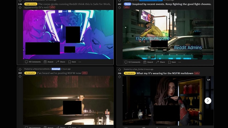 Фанаты Cyberpunk 2077 на Reddit в знак протеста начали массово публиковать непристойные скриншоты из игры