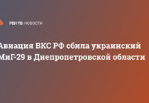 Авиация ВКС РФ сбила украинский МиГ-29 в Днепропетровской области