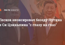 Песков анонсировал беседу Путина и Си Цзиньпина «с глазу на глаз»