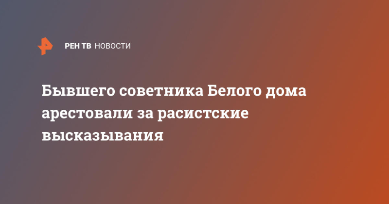 Бывшего советника Белого дома арестовали за расистские высказывания