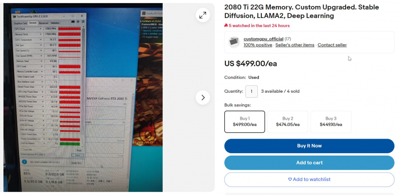 На рынок хлынули кустарные GeForce RTX 2080 Ti с 22 Гбайт памяти для ИИ по $500 за штуку 