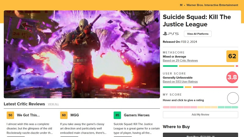 Suicide Squad: Kill the Justice League разочаровала критиков, а в Steam у игры «очень положительные» отзывы