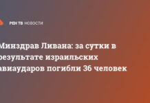 Минздрав Ливана: за сутки в результате израильских авиаударов погибли 36 человек